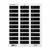 Elegant hedendaags zwart goud script monogram etiket (Full Sheet)