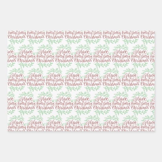 Elegant heeft een Holly Jolly Kerstfeestdag Inpakpapier Vel (Voorkant 2)