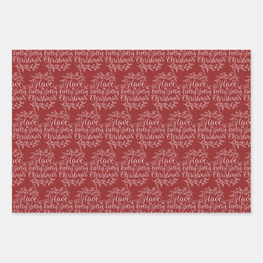 Elegant heeft een Holly Jolly Kerstfeestdag Inpakpapier Vel (Voorkant)