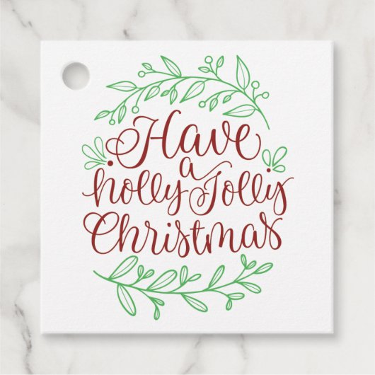 Elegant heeft een Holly Jolly Kerstkalligrafie Bedankjes Labels (Voorkant)