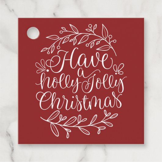 Elegant heeft een Holly Jolly Kerstkalligrafie Bedankjes Labels (Voorkant)