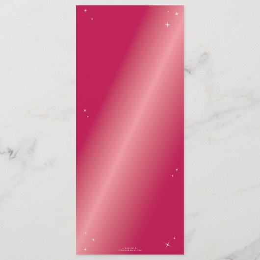 Elegant Heet Roze Diamant Spinnenweb Flat 4 Cursus Menu (Achterkant)