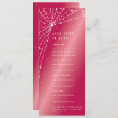 Elegant Heet Roze Diamant Spinnenweb Flat 4 Cursus Menu (Voorkant / Achterkant)