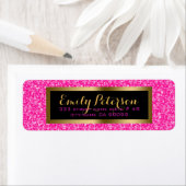 Elegant Heet Roze En Wit Glitter Etiket (Insitu)