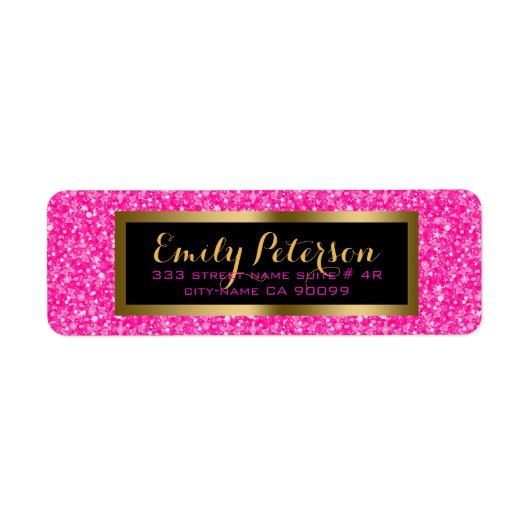 Elegant Heet Roze En Wit Glitter Etiket (Voorkant)