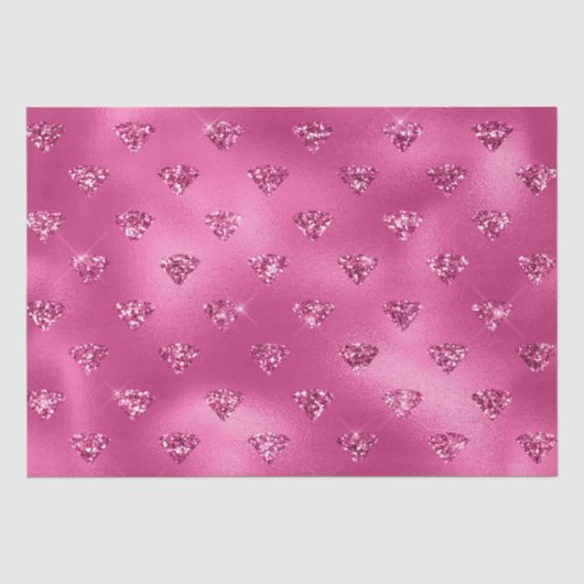 Elegant heet roze glitter diamanten patroon tissuepapier (Voorkant)