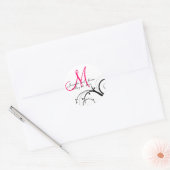 Elegant Heet Roze Swirl Monogram Bruiloft Sticker (Envelop)