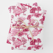 Elegant Heet Roze Toile Herten Woodland Inpakpapier Vel (In situ)