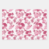 Elegant Heet Roze Toile Herten Woodland Inpakpapier Vel (Voorkant)