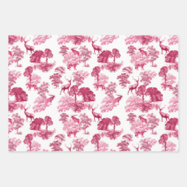 Elegant  Heet Roze Toile Herten Woodland Inpakpapier Vel