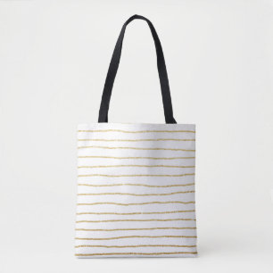 Elegant helder faux goud glitter strepen patroon tote bag