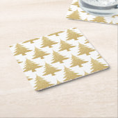 elegant helder goudglitter-kerstboompatroon kartonnen onderzetters (Schuin)