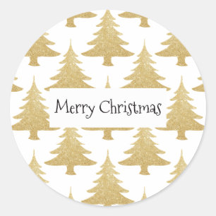 elegant helder goudglitter-kerstboompatroon ronde sticker