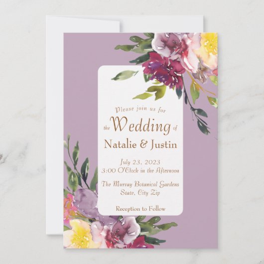 Elegant Helder Kleurrijk Losse Waterverf Bloemen Kaart (Voorkant)