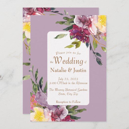 Elegant Helder Kleurrijk Losse Waterverf Bloemen Kaart (Voorkant / Achterkant)