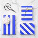 Elegant helder koningsblauw gestreept patroon inpakpapier vel<br><div class="desc">Eenvoudig gestreept inpakpapier - ideaal voor bruiloften,  vrijgezellenfeesten en verjaardagen.</div>