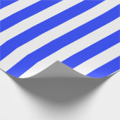 Elegant helder koninklijk blauw gestreept patroon cadeaupapier (Hoek)
