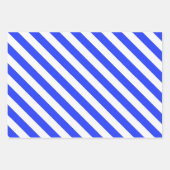 Elegant helder koninklijk blauw gestreept patroon inpakpapier vel (Voorkant 3)