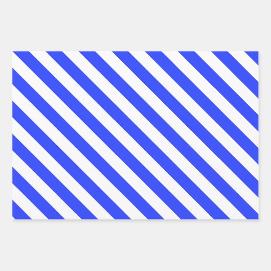 Elegant helder koninklijk blauw gestreept patroon inpakpapier vel (Voorkant 3)