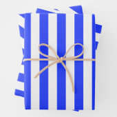 Elegant helder koninklijk blauw gestreept patroon inpakpapier vel (In situ)