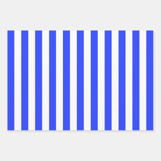 Elegant helder koninklijk blauw gestreept patroon inpakpapier vel (Voorkant)