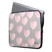 Elegant Helder Licht Roze Liefde Hartpatroon Laptop Sleeve (Voorkant Links)