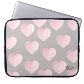 Elegant Helder Licht Roze Liefde Hartpatroon Laptop Sleeve (Voorkant)
