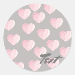 Elegant Helder Licht Roze Liefde Hartpatroon Ronde Sticker