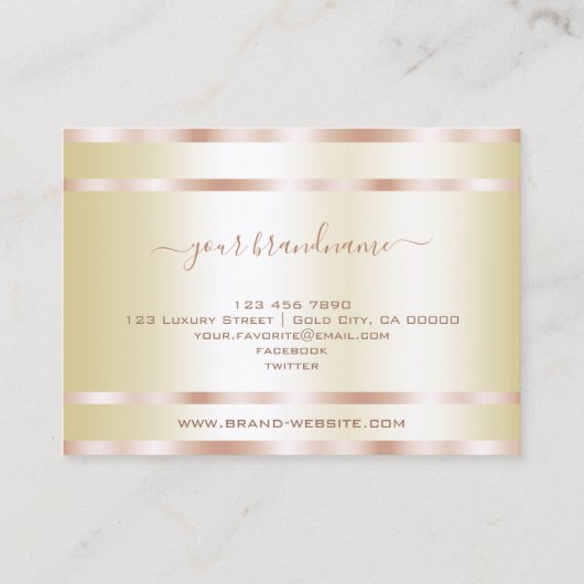 Elegant helder lichtgevend goud en Roos Golden Dec Visitekaartje (Achterkant)