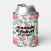 Elegant Helder Meisje Roze Bloemen Patroon Blikjeskoeler (Blikje Voorkant)
