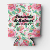 Elegant Helder Meisje Roze Bloemen Patroon Blikjeskoeler (Voorkant)