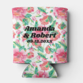 Elegant Helder Meisje Roze Bloemen Patroon Blikjeskoeler (Achterkant)