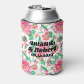 Elegant Helder Meisje Roze Bloemen Patroon Blikjeskoeler (Blikje Achterkant)