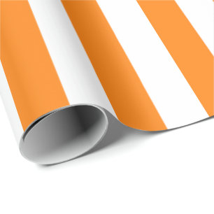Elegant helder oranje en wit gestreept patroon cadeaupapier