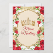 Elegant Helder Rode Rozen Prinses Quinceañera Kaart (Achterkant)