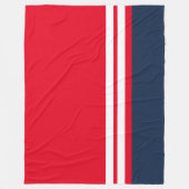 Elegant Helder Rood Marine Blauw Wit Racing Stripe Fleece Deken (Voorkant)