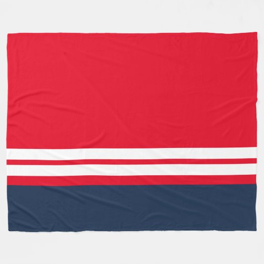 Elegant Helder Rood Marine Blauw Wit Racing Stripe Fleece Deken (Voorkant (Horizontaal))