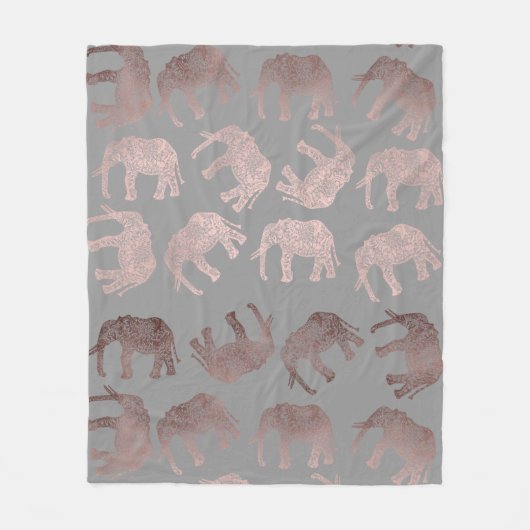 elegant helder roos goud tribaal olifantenpatroon fleece deken (Voorkant)