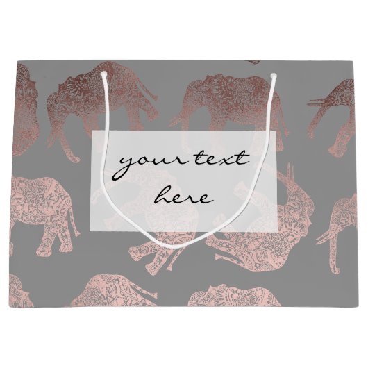 elegant helder roos goud tribaal olifantenpatroon large cadeautasje (Voorkant)