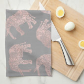 elegant helder roos goud tribaal olifantenpatroon theedoek (Quarter Fold)