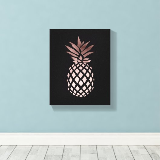 elegant, helder roos goud tropische anananas canvas afdruk (Insitu (Houten vloer))