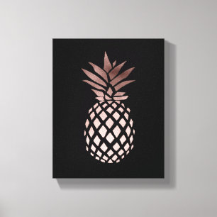 elegant, helder roos goud tropische anananas canvas afdruk