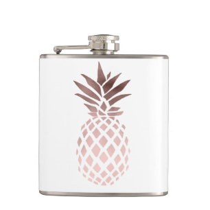 elegant, helder roos goud tropische anananas heupfles