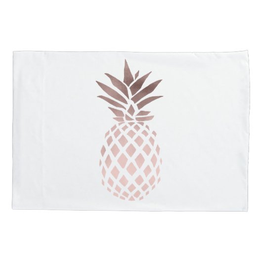 elegant, helder roos goud tropische anananas kussensloop (Achterkant)