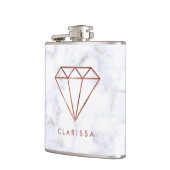 elegant, helder roos gouddiamant witte marmer heupfles (Links)