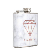 elegant, helder roos gouddiamant witte marmer heupfles (Rechts)