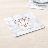 elegant, helder roos gouddiamant witte marmer kartonnen onderzetters (Schuin)