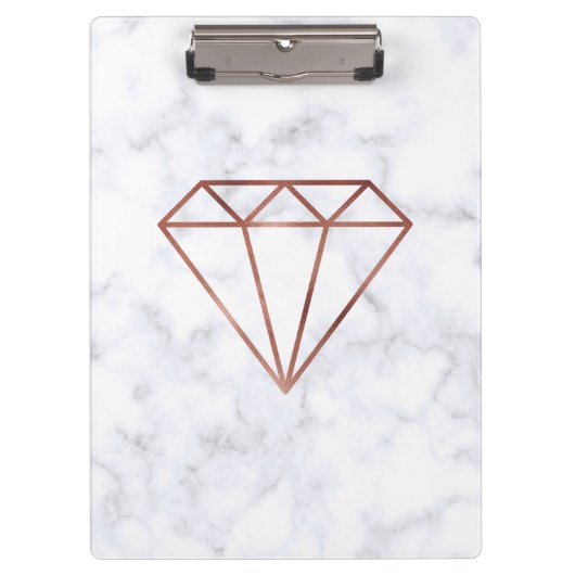 elegant, helder roos gouddiamant witte marmer klembord (Voorkant)