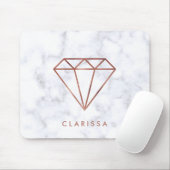 elegant, helder roos gouddiamant witte marmer muismat (Met muis)