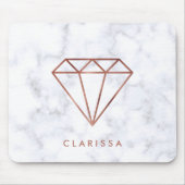 elegant, helder roos gouddiamant witte marmer muismat (Voorkant)